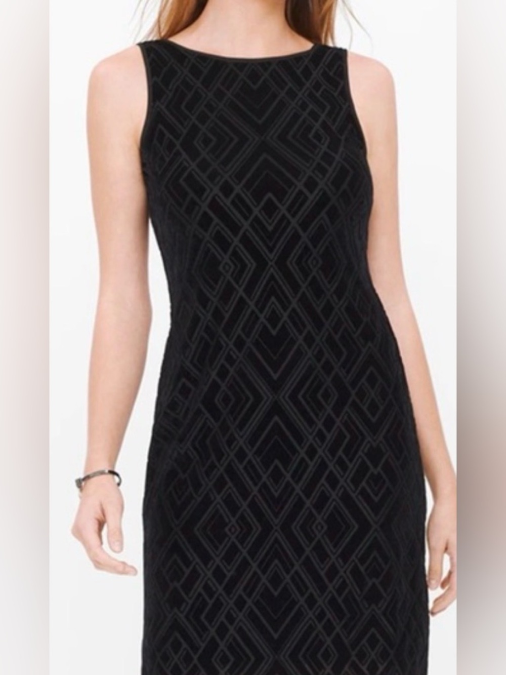 White House Black Market Black Velvet Burnout Shift Dress